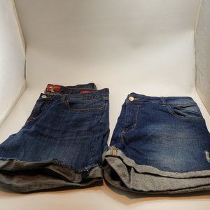 2 pairs of denim shorts, liquid and lucky brand - fits size 14